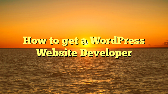 How to get a WordPress Website Developer